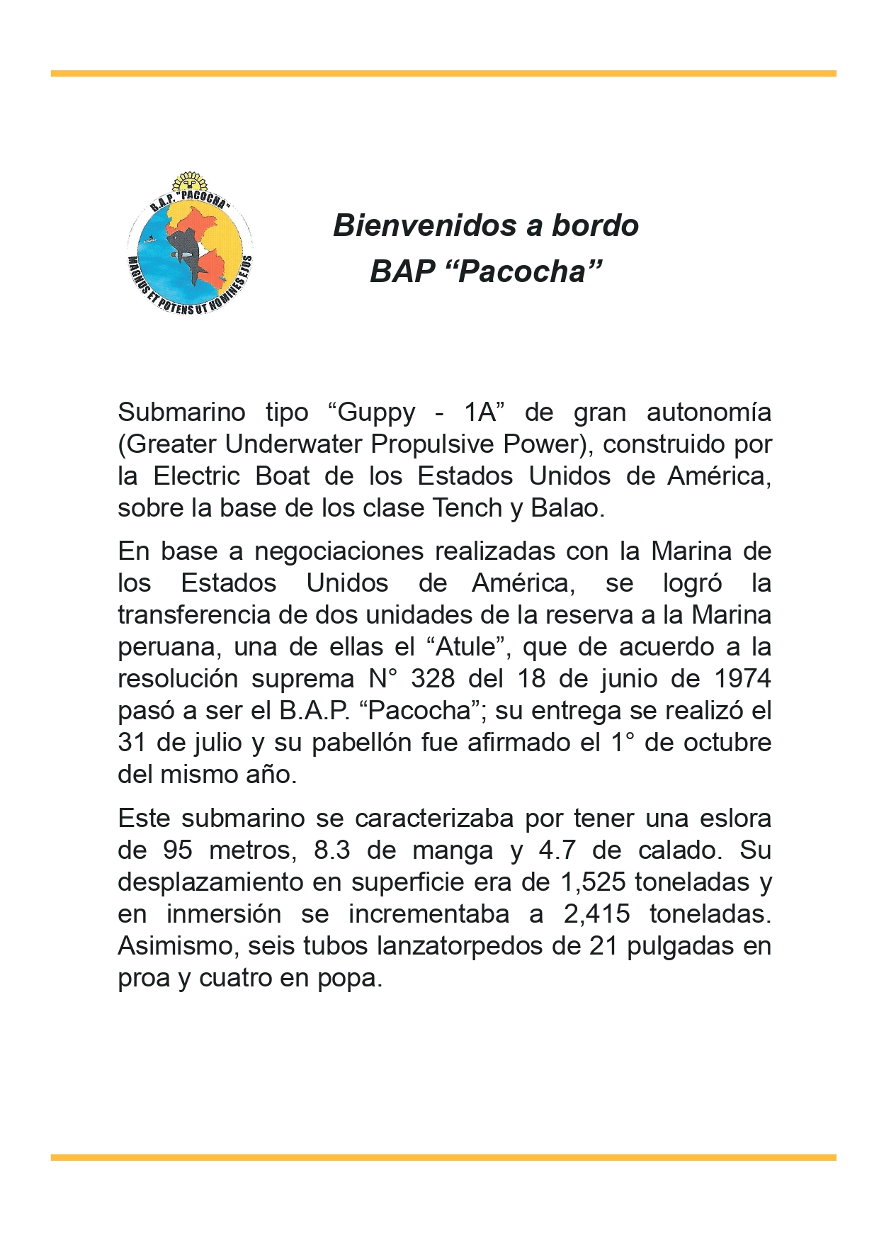 BAP “Pacocha” Asociación de Oficiales Submarinistas del Perú